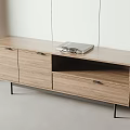 Modern Wooden TV Stand With Drawers Cabinets And Metal Legs Design
