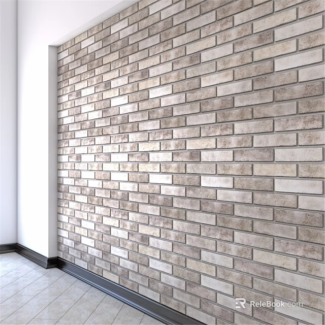 Modern Style Indoor Wall Decor With Neatly Arranged Light Brown And Beige Bricks 3d model 