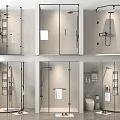 Modern Shower Room Interior with Glass Enclosure and Stylish Wall Mounted Shower Head