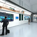 Modern Subway Station Interior With Digital Screens And Pedestrians