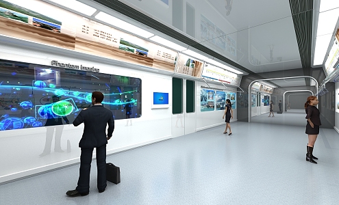 Modern subway interior space 3d model