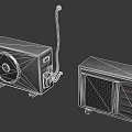Industrial Outdoor AC Units With Metal Casing And Red Lettering Ventilation Grilles