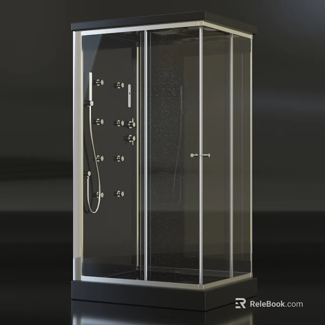 Shower Sauna Glass Enclosure with Multiple Jets and Control Panel Modern Design 3d model 