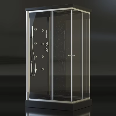 Shower Sauna Glass Enclosure with Multiple Jets and Control Panel Modern Design 3d model