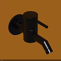 Sleek Black Modern Faucet Design Mounted On Vibrant Yellow Wall Surface