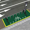Well Organized Road Facilities With Bicycle Parking Bollards Yellow Markings And Directional Arrows