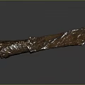 Ancient Rusted Iron Artifact With Long Curved Shape And Historical Rusty Surface 3d model