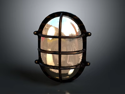 Classic Vintage Wall Sconce With Metal Frame And Circular Glass Panel Design 3d model