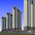 Modern High Rise Residential Complex With Multiple Towers And Green Lawn