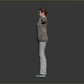 Game And Movie Character 3D Model With Arms Outstretched Brown Jacket Gray Outfit Blue Shoes
