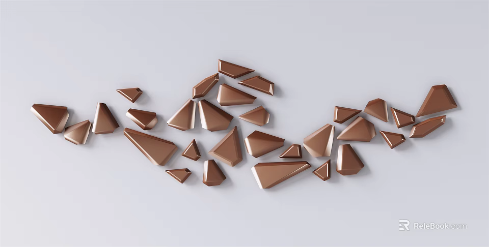 Elegant Triangular Brown Wall Decor in Modern Wavy Arrangement Design 3d model 