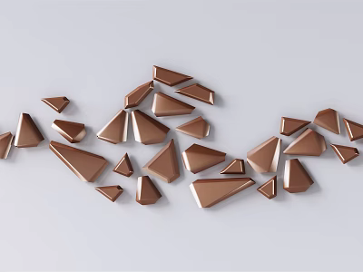 Elegant Triangular Brown Wall Decor in Modern Wavy Arrangement Design 3d model