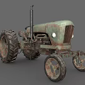 Rusty Vintage Tractor With Large Wheels Classic Design And Old Metal Body