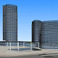 Modern Commercial Complex With High Rise Buildings Water Features And Green Spaces