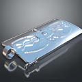 Shiny Silver Metal Pendant With Intricate Engraved Design And Glossy Finish