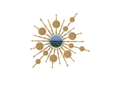 Decorative Mirror With Sunburst Design And Natural Scenic View Reflection 3d model