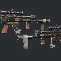 Tactical Assault Weapon With Telescopic Scope Ergonomic Grip And Black Barrel Design