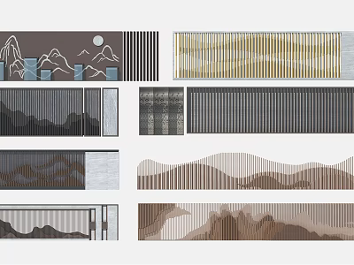 Modern Background Wall Designs With Mountain Patterns Stripes And Neutral Tones 3d model