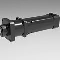 Industrial Equipment Hydraulic Cylinder With Black Cylindrical Body And Mounting Flange