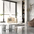 Modern Living Dining Room Interior With Stylish Sofa Coffee Table And Green Plants Decor