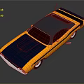 Yellow and Blue Classic Muscle Car with Red Windows and Striped Body