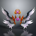 Scene Component Design With Gold And White Wings Golden Decoration And Pink Spheres