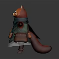 Anthropomorphic Red Panda Character With Blue Scarf Green Outfit Brown Backpack And Outstretched Arms