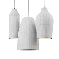 Three Textured Beige Pendant Lights Hanging Modern Interior Decor Design 3d model
