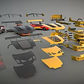 Yellow Modified Car With Open Doors Engine And Detachable Body Parts