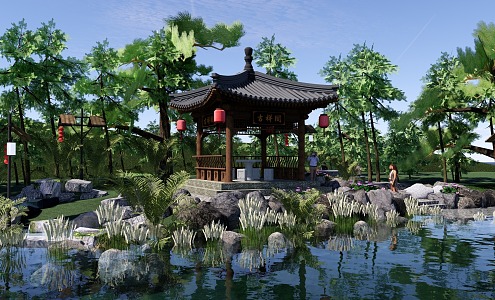 Four Corner Pavilion Landscape Pavilion 3d model