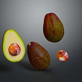 Vibrant Ripe Avocado Halved and Whole with Pit Showcasing Fresh Texture on Dark Background