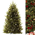 Elegant Christmas Tree Wall Decor With Silver Gold Ornaments Star Lights And Red Bows