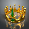 Ornate Golden Crown Fashion Accessory With Green Gemstones And Spiked Design