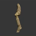 Ancient Egyptian Golden Weapon with Intricate Snake Carving and Head Sculpture as Traditional Scepter Artifact