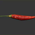 Fresh Red Chili Pepper with Green Stem on Gray Background with Reflection 3d model