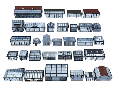 Various Architectural Models With Different Roof Designs And Window Structures 3d model
