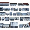 Various Architectural Models With Different Roof Designs And Window Structures