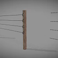 Barbed Wire Railing Iron Fence Iron Railing Fence 3d model