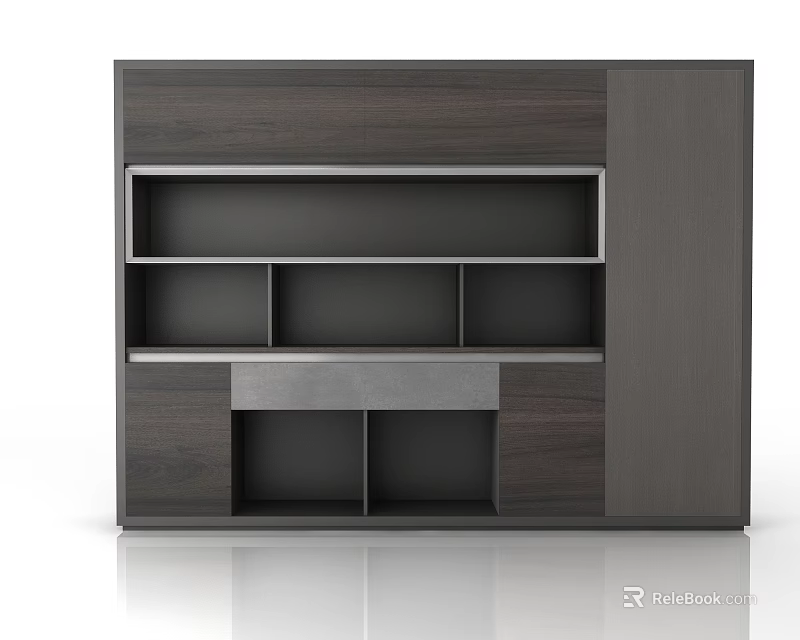 Modern Wine Cabinet Design With Multiple Storage Shelves And Sleek Wooden Exterior 3d model 