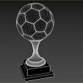 Golden Football Shaped Trophy With Shiny Surface And Black Base Design