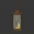 Rustic Lantern Design With Glass Panels Handle And Lit Candle