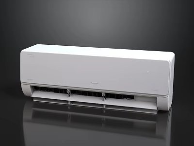 White Wall Mounted Air Conditioner With Sleek Smooth Surface And Brand Logo 3d model