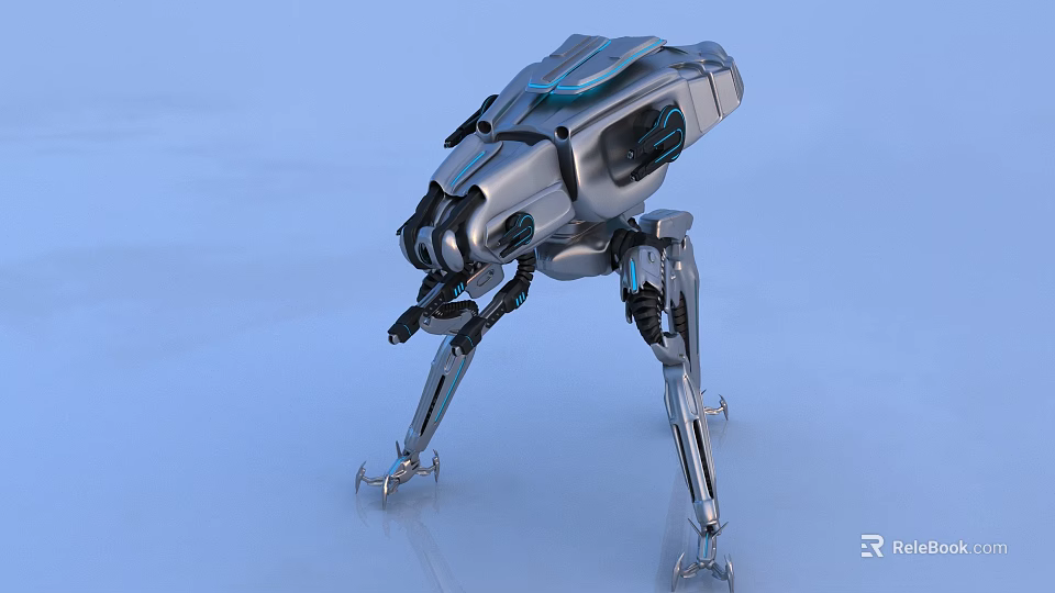 Futuristic Smart Machine Quadruped Robot With Metallic Structure And Advanced Leg Design 3d model 