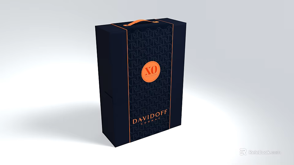 Davidoff XO Themed Decorative Ornament Set With Dark Blue Box And Orange Accents 3d model 