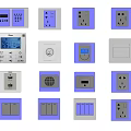 Various Types of Modern Switch Panels with Temperature Display and Purple Border Design