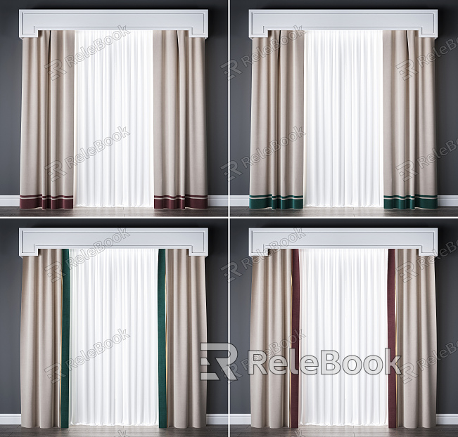 Modern curtain curtain fabric combination model