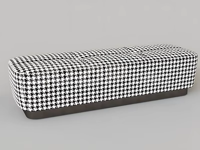 Black and White Houndstooth Pattern Upholstered Bench for Modern Living Space 3d model