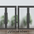 Modern double door glass gate 3d model