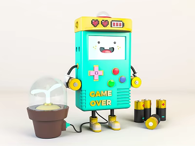 Modern cartoon sketch tide play video game doll beautiful Chen ornaments cartoon 3d model