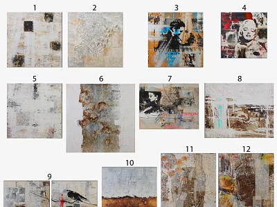 Modern Abstract Paintings with Textured Surfaces Diverse Colors and Artistic Details 3d model